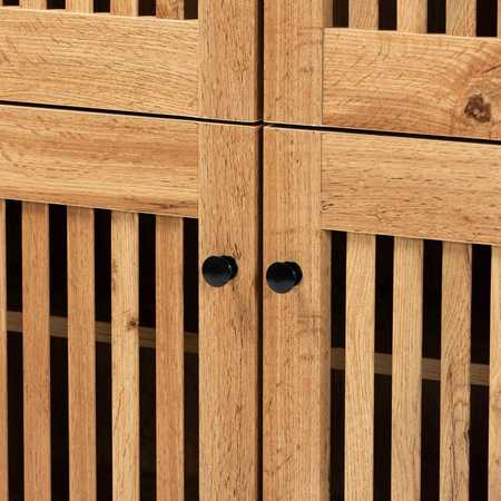 Baxton Studio Fernanda Modern and Contemporary Oak Brown Finished Wood 4-Door Shoe Storage Cabinet 190-11991-ZORO